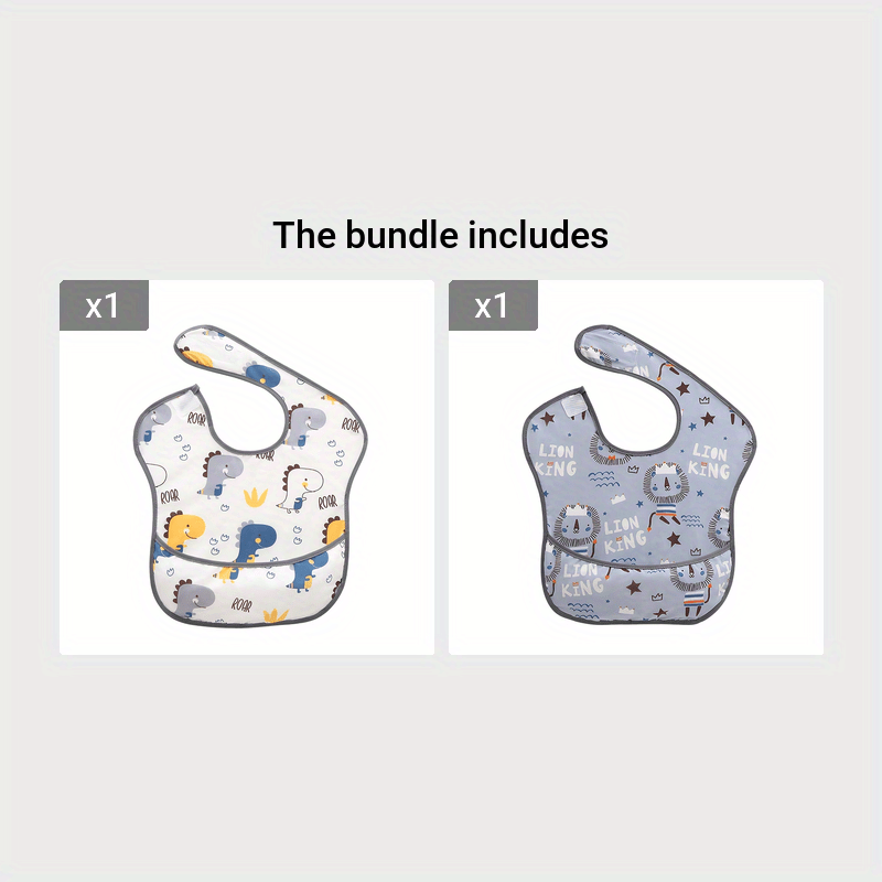 Babador impermeável para bebês e crianças pequenas, com bolso coletor de migalhas, ajuste com botões de pressão, lavável, para meninos e meninas (1 unidade).