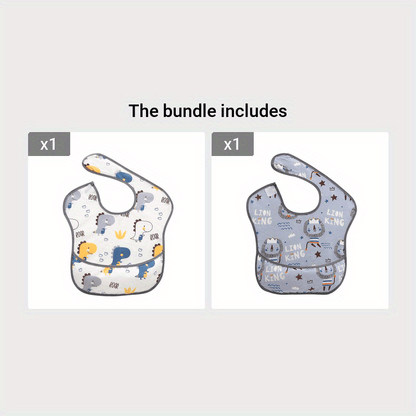 Babador impermeável para bebês e crianças pequenas, com bolso coletor de migalhas, ajuste com botões de pressão, lavável, para meninos e meninas (1 unidade).