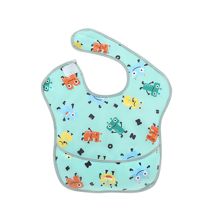 Babador impermeável para bebês e crianças pequenas, com bolso coletor de migalhas, ajuste com botões de pressão, lavável, para meninos e meninas (1 unidade).