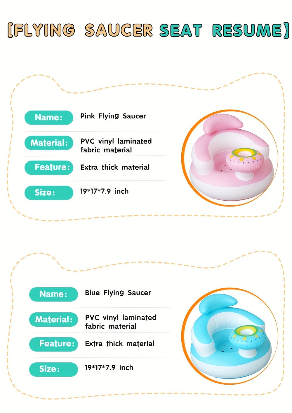 Cadeira inflável infantil para refeições