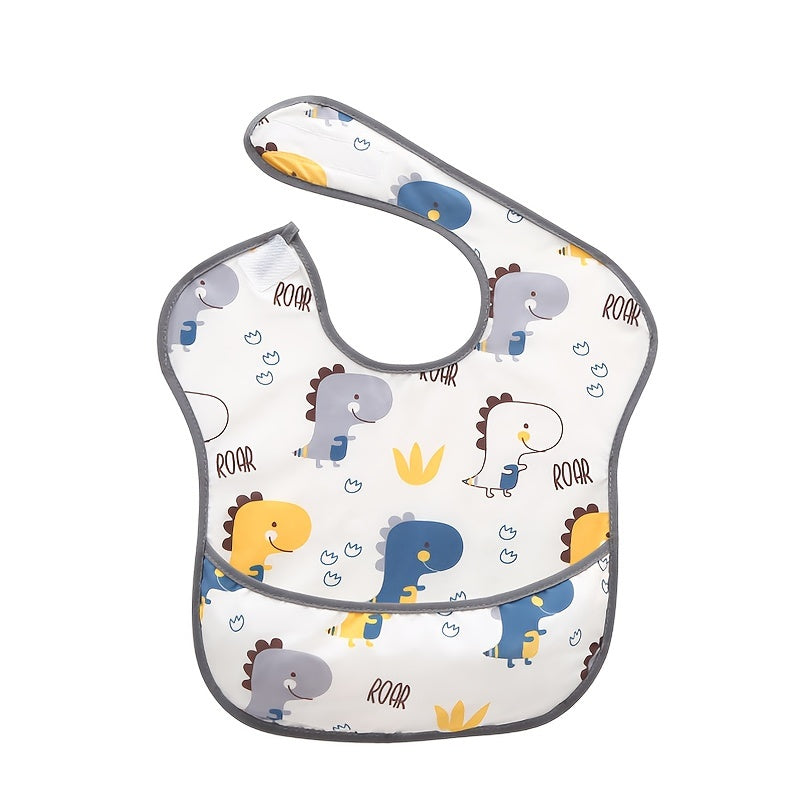 Babador impermeável para bebês e crianças pequenas, com bolso coletor de migalhas, ajuste com botões de pressão, lavável, para meninos e meninas (1 unidade).