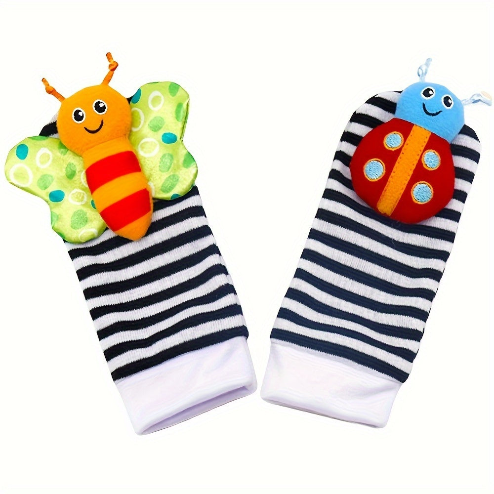 Pandeiro Sensorial para Bebês - Chocalhos Seguros para Mordedores, Sinos Musicais de Pulso e de Meia, Ideal para Crianças de 0 a 3 Anos - Presente Perfeito para as Festas