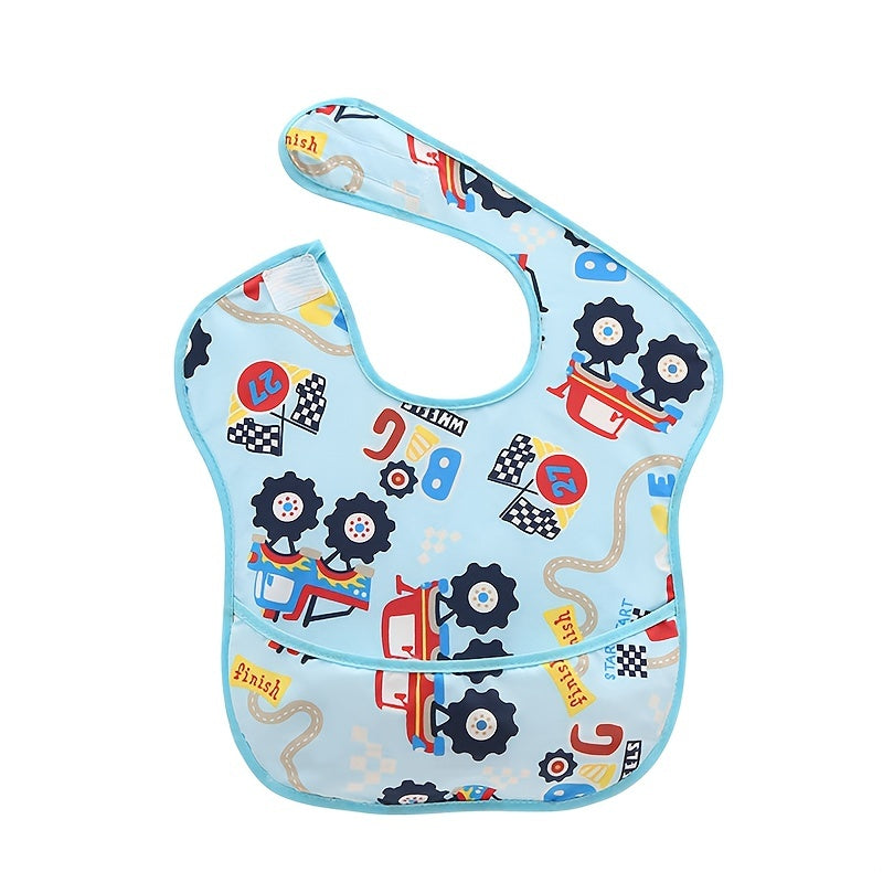 Babador impermeável para bebês e crianças pequenas, com bolso coletor de migalhas, ajuste com botões de pressão, lavável, para meninos e meninas (1 unidade).