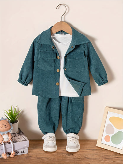 Conjunto infantil de 2 peças: blusa de manga comprida com gola alta e calça comprida. Roupa casual para crianças.