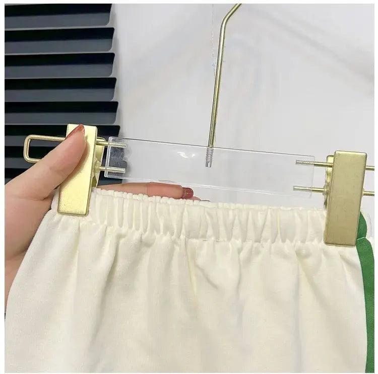 Conjunto infantil camiseta e shorts, 2 peças, manga curta, roupa infantil para bebês e crianças pequenas, conjunto listrado.