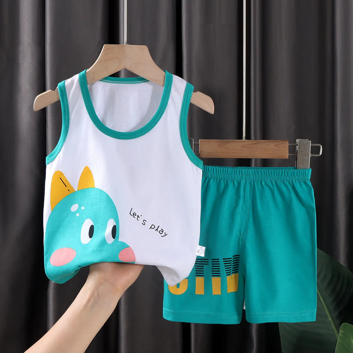 Conjunto de 2 peças de roupa infantil: camiseta regata e shorts de algodão para o verão, ideal para meninos e meninas. Roupa infantil sem mangas para bebês.