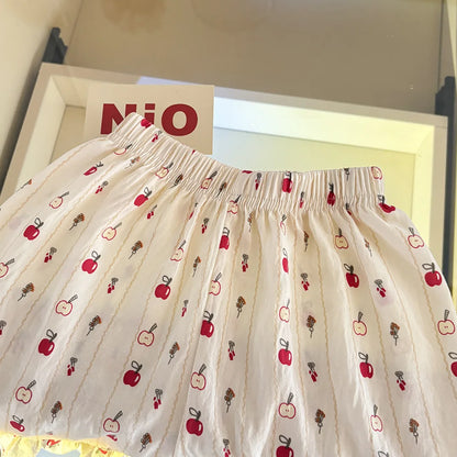 Conjunto de duas peças: vestido princesa sem mangas com estampa floral, roupa leve de verão para bebês e saia floral fofa para meninas.