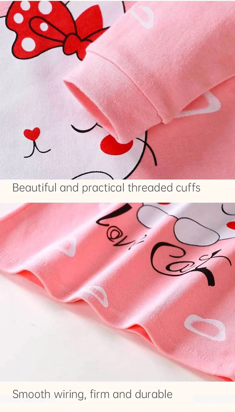 Conjuntos pijama infantil, roupas para meninos e meninas, algodão, roupas de outono e inverno