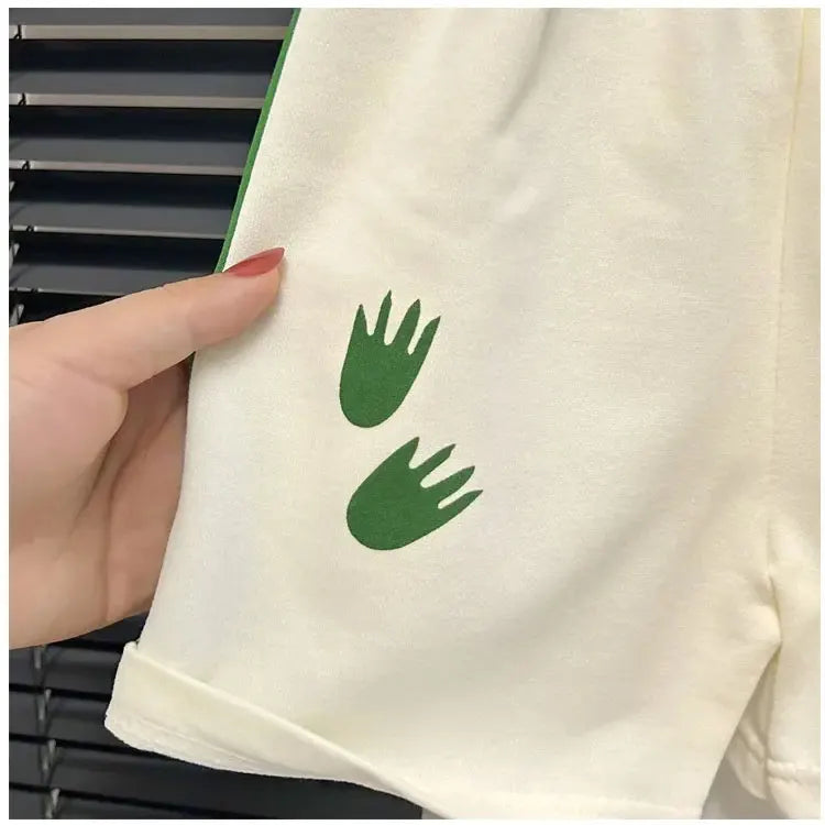 Conjunto infantil camiseta e shorts, 2 peças, manga curta, roupa infantil para bebês e crianças pequenas, conjunto listrado.