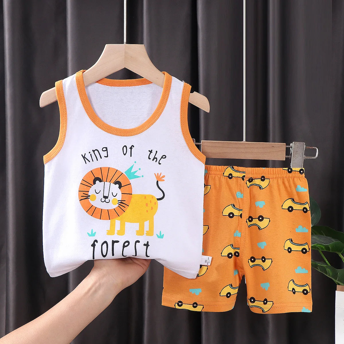 Conjunto de 2 peças de roupa infantil: camiseta regata e shorts de algodão para o verão, ideal para meninos e meninas. Roupa infantil sem mangas para bebês.