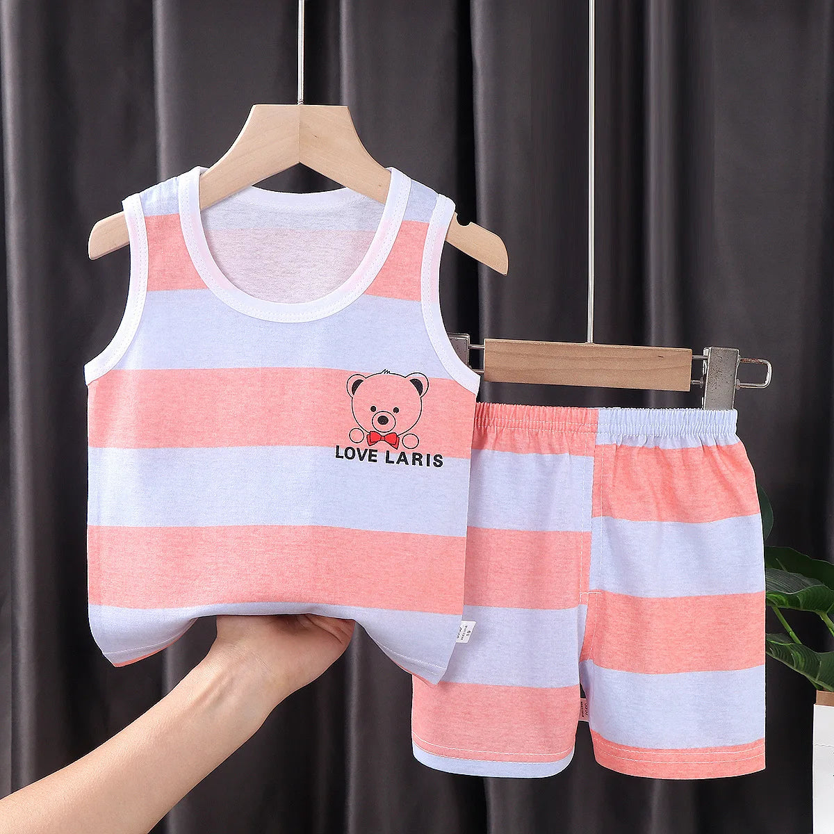 Conjunto de 2 peças de roupa infantil: camiseta regata e shorts de algodão para o verão, ideal para meninos e meninas. Roupa infantil sem mangas para bebês.