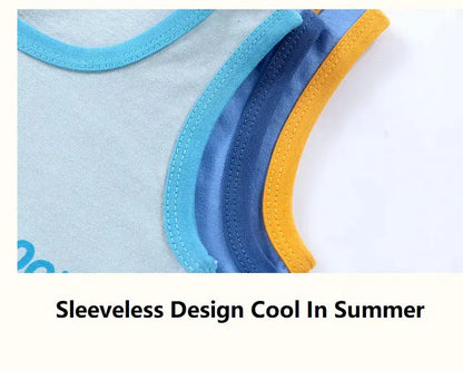 Conjunto de 2 peças de roupa infantil: camiseta regata e shorts de algodão para o verão, ideal para meninos e meninas. Roupa infantil sem mangas para bebês.