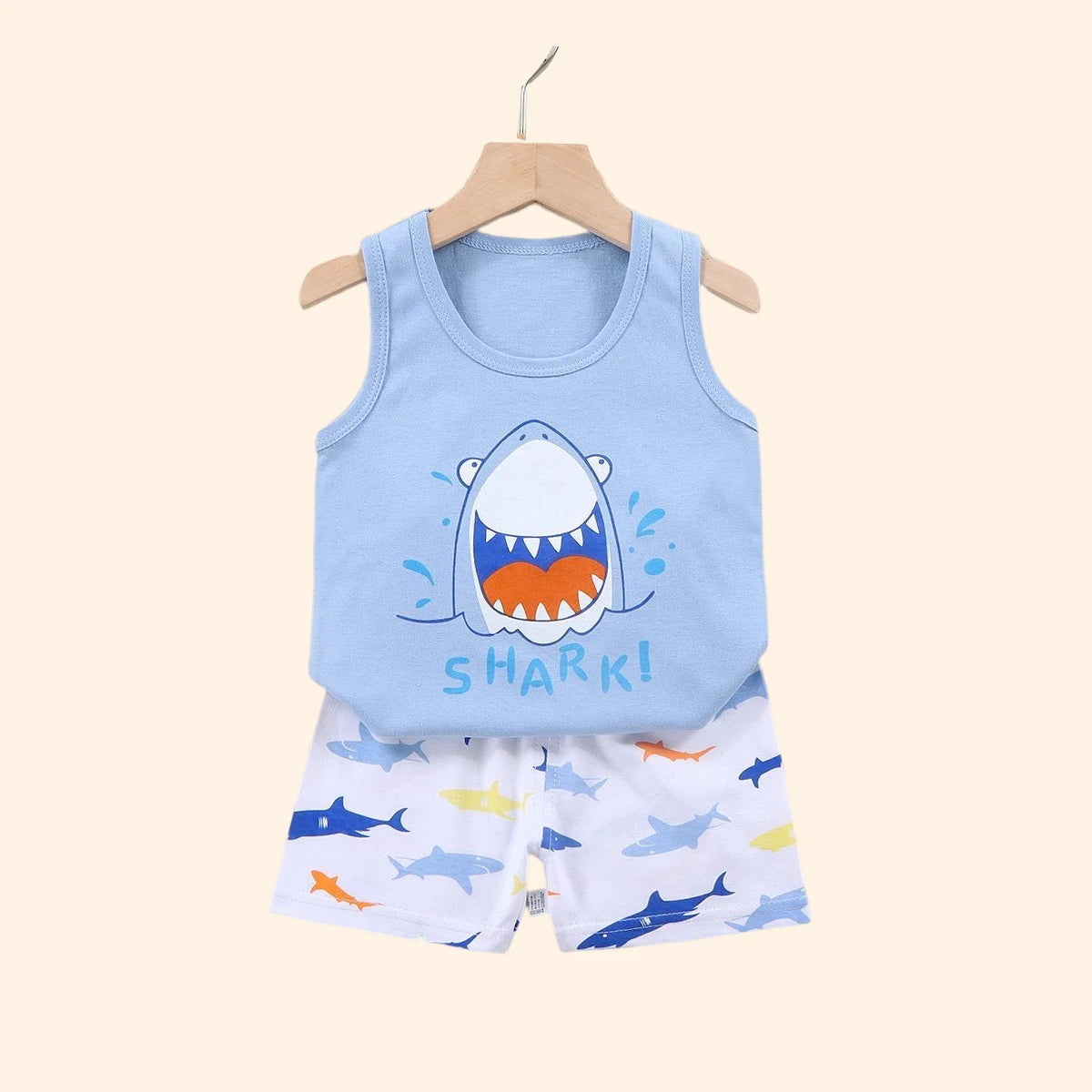 Conjunto de 2 peças de roupa infantil: camiseta regata e shorts de algodão para o verão, ideal para meninos e meninas. Roupa infantil sem mangas para bebês.