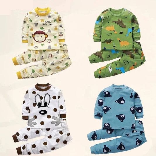 Conjuntos pijama infantil, roupas para meninos e meninas, algodão, roupas de outono e inverno