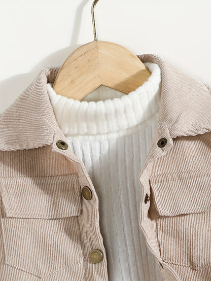 Conjunto infantil de 2 peças: blusa de manga comprida com gola alta e calça comprida. Roupa casual para crianças.