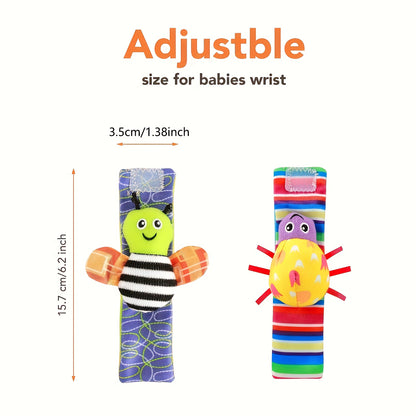 Pandeiro Sensorial para Bebês - Chocalhos Seguros para Mordedores, Sinos Musicais de Pulso e de Meia, Ideal para Crianças de 0 a 3 Anos - Presente Perfeito para as Festas